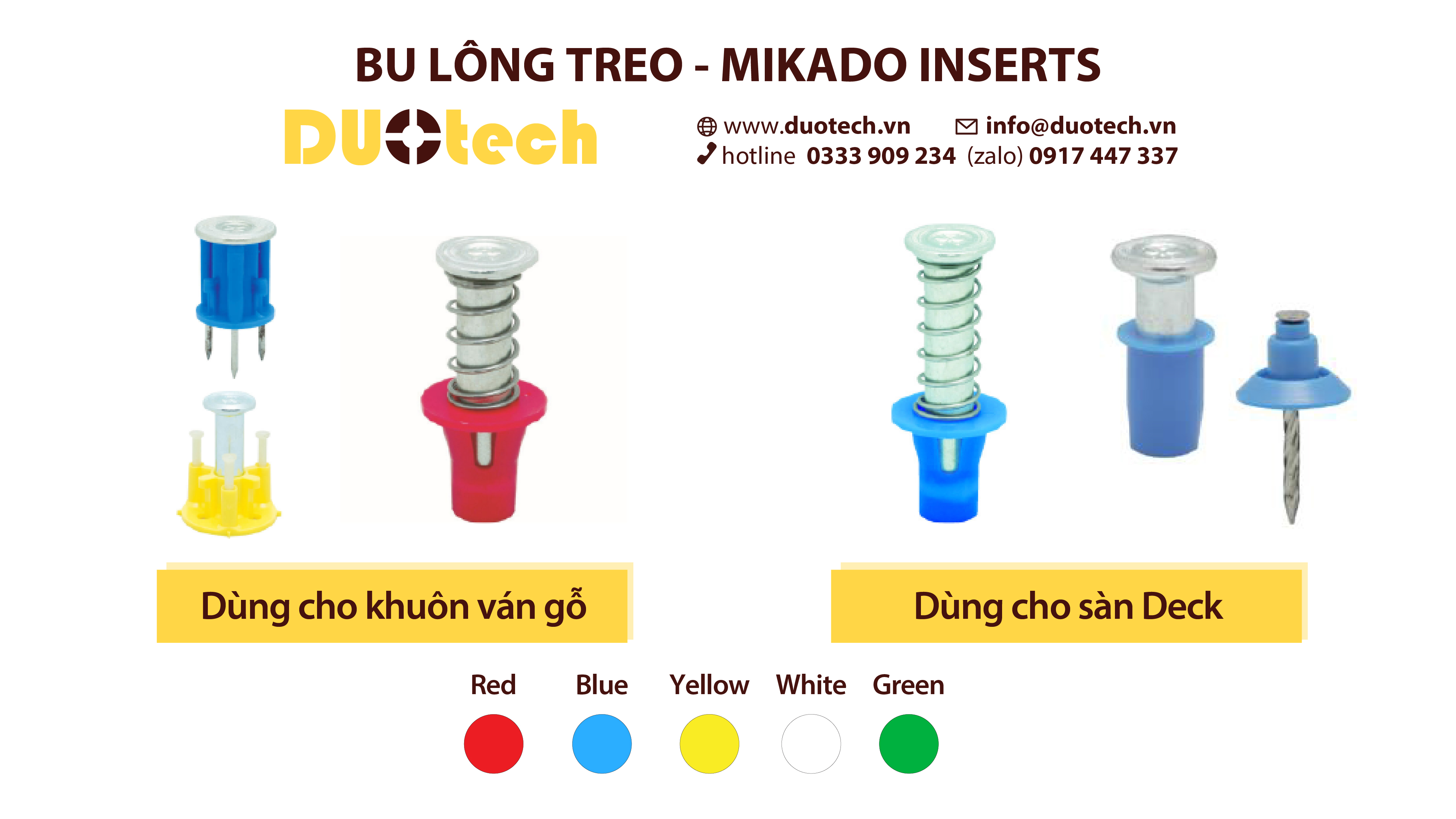 Liên hệ 0333909234 Bu lông bulong treo Mikado Inserts khuôn ván gỗ ép cốp pha