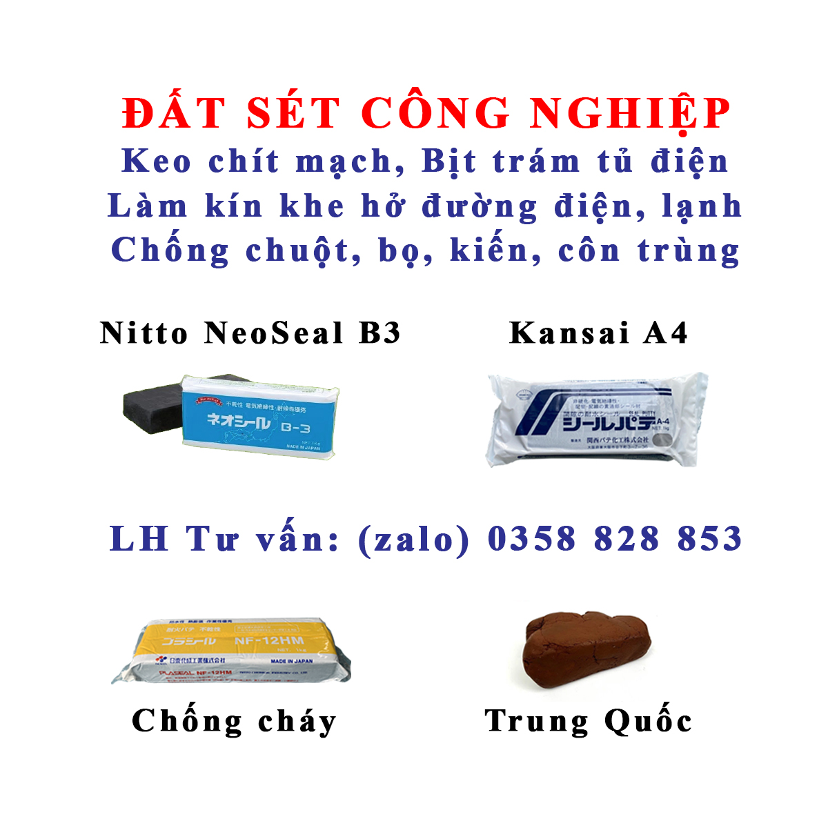 Keo chít mạch tủ điện đất sét công nghiệp bịt kín khe hở Kansai A4, Neoseal B-3