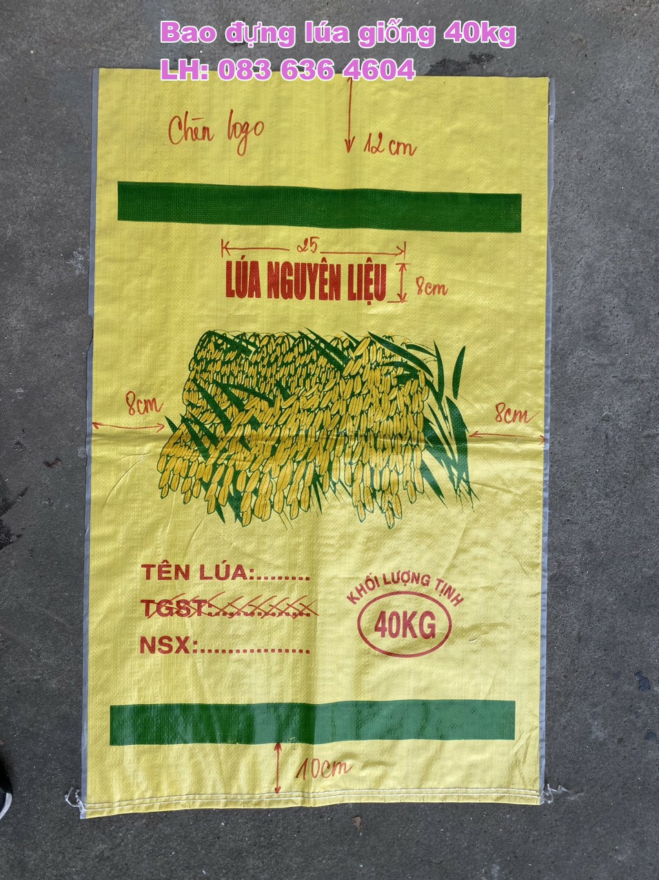 Bao lúa giống 40kg in flexo