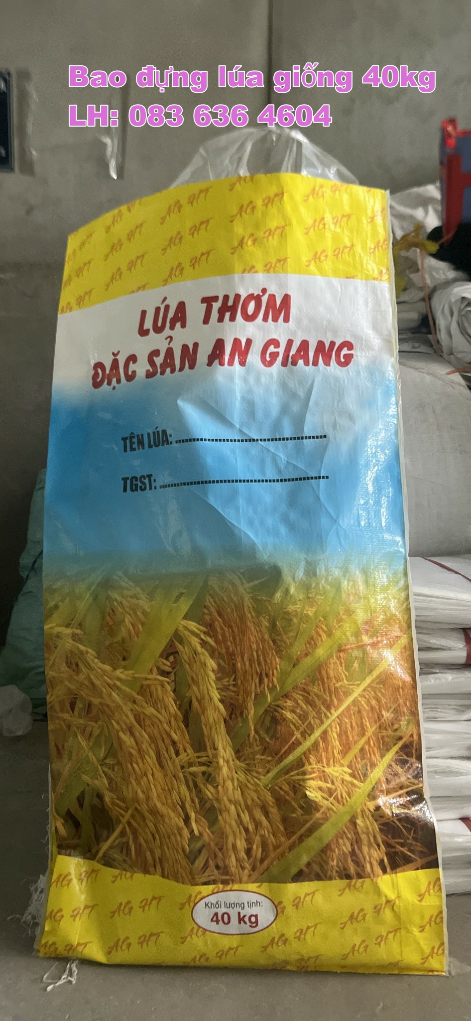 Bao lúa giống in ống đồng loại 40kg