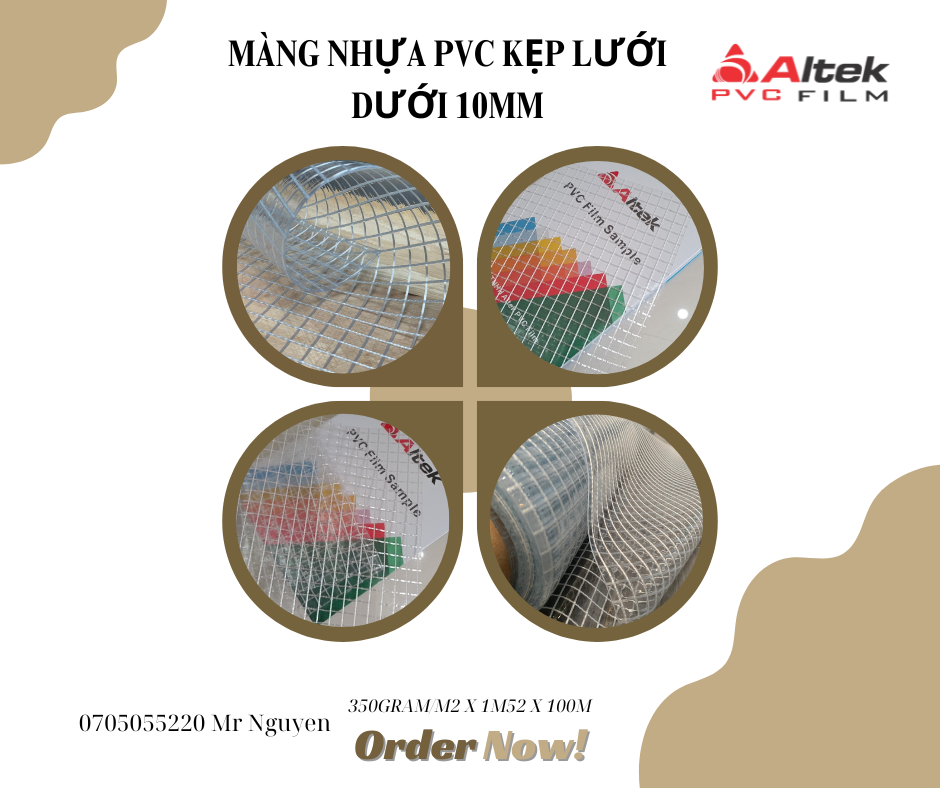 Màng nhựa PVC kẹp lưới 10mm dẻo hàng có có sẵn giá sỉ tại kho.