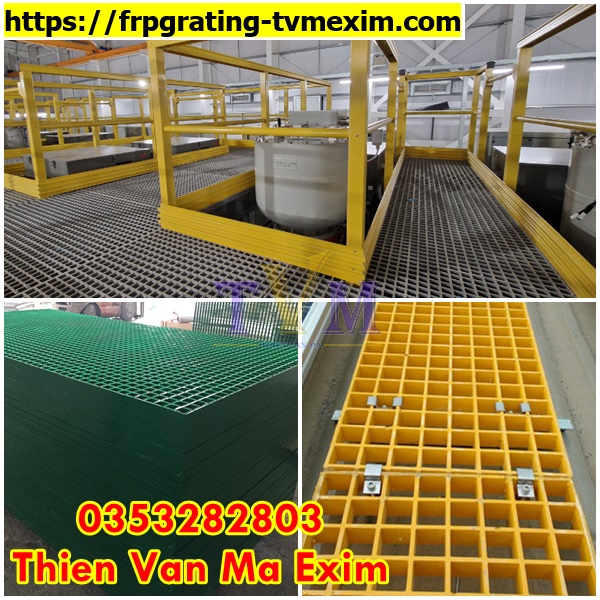 Tấm sàn ô lưới frp grating là gì, bộ kẹp inox