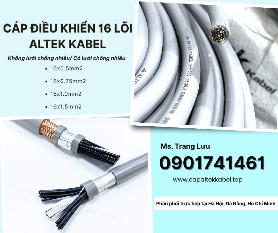 Cáp điều khiển 16x0.5/16x0.75/16x1.0/16x1.5 Altek Kabel