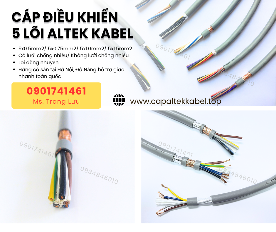 Cáp điều khiển 5x0.5/5x0.75/5x1.0/5x1.5 Altek Kabel