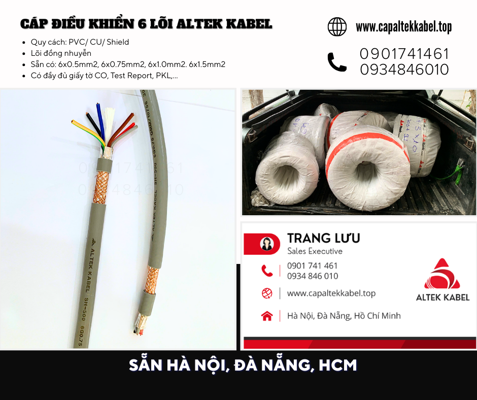 Cáp điều khiển 6 lõi Altek Kabel có sẵn Đà Nẵng, Nghệ An, Hà Tĩnh, Huế