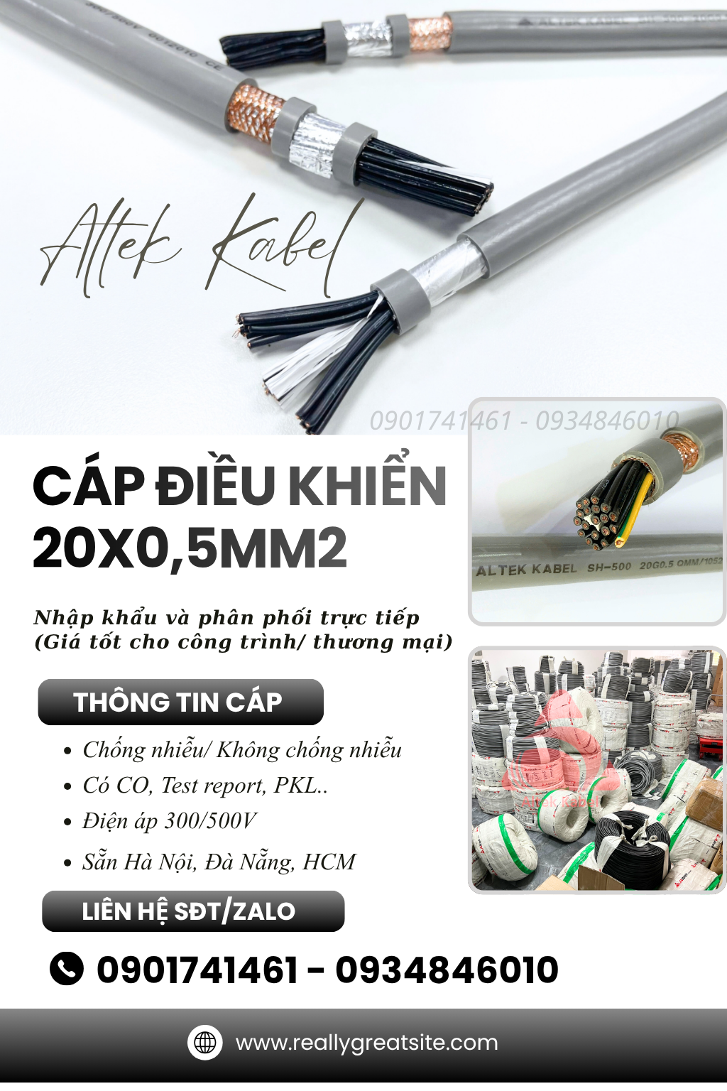 Cáp điều khiển Altek Kabel 20x0.5 chống nhiễu/ không chống nhiễu