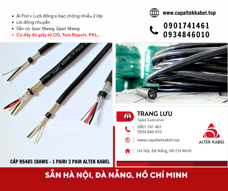 Cáp RS485 1 Pair 18 AWG/ 2 Pair 18 AWG Hà Nội, Đà Nẵng, HCM