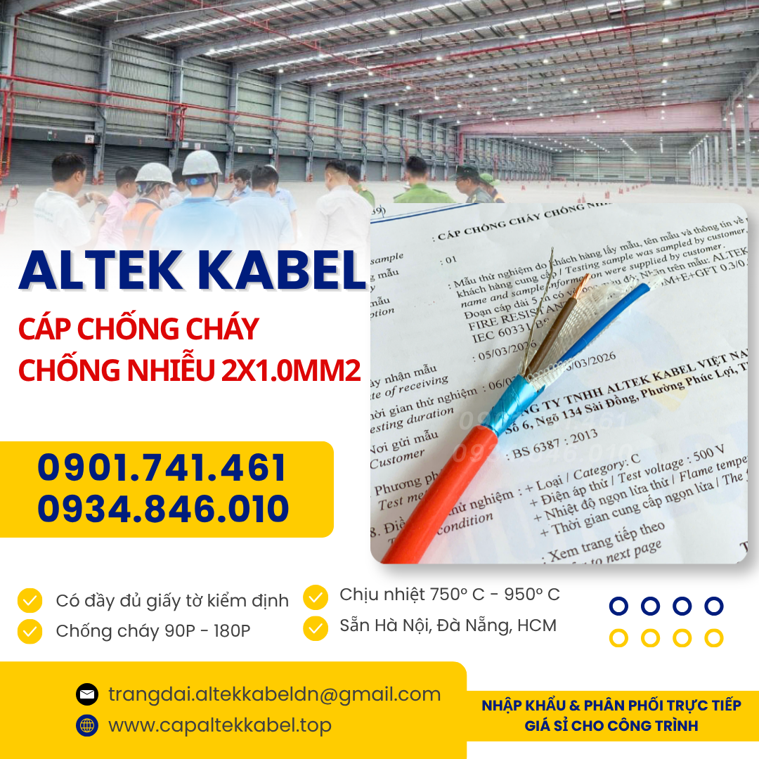 Dây cáp chống cháy chống nhiễu Altek Kabel 950 độ 180 phút