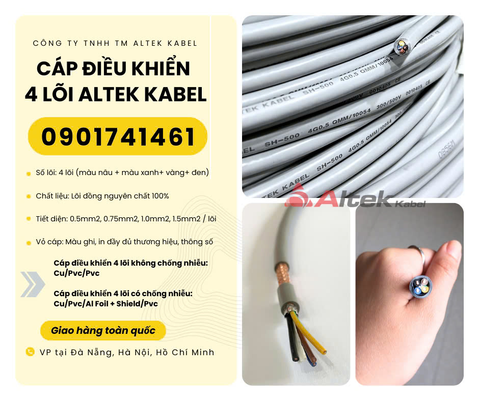 Dây cáp điều khiển 4 lõi chống nhiễu/ không chống nhiễu Altek Kabel Đức