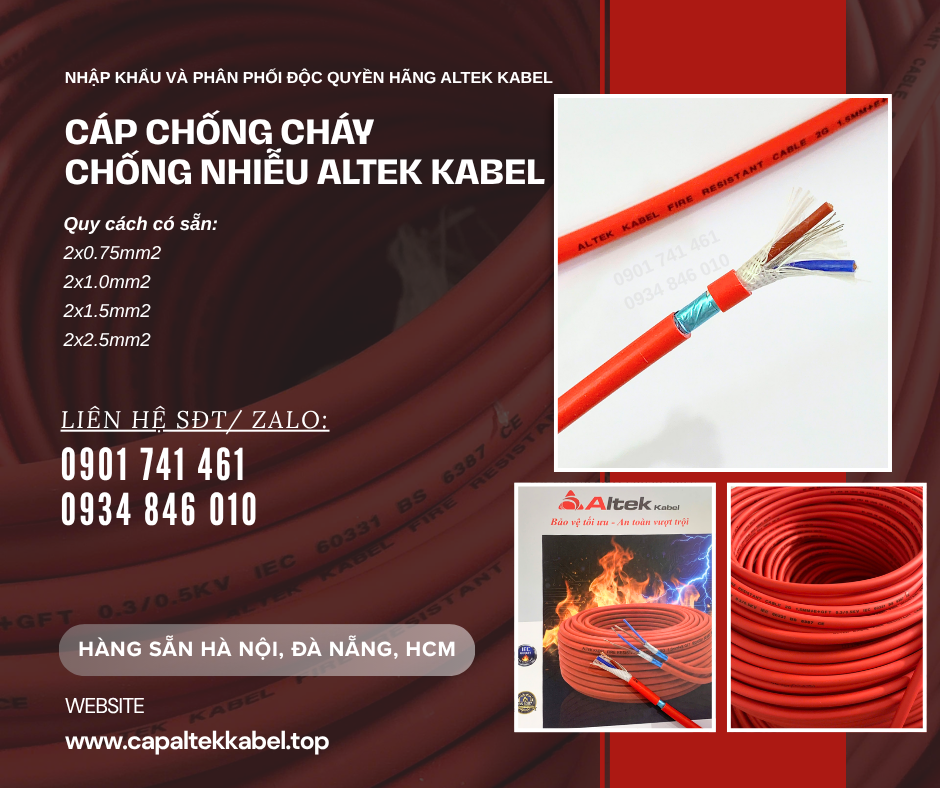 Dây tín hiệu chống cháy chống nhiễu 2x0.75/2x1.0/2x1.5/2x2.5