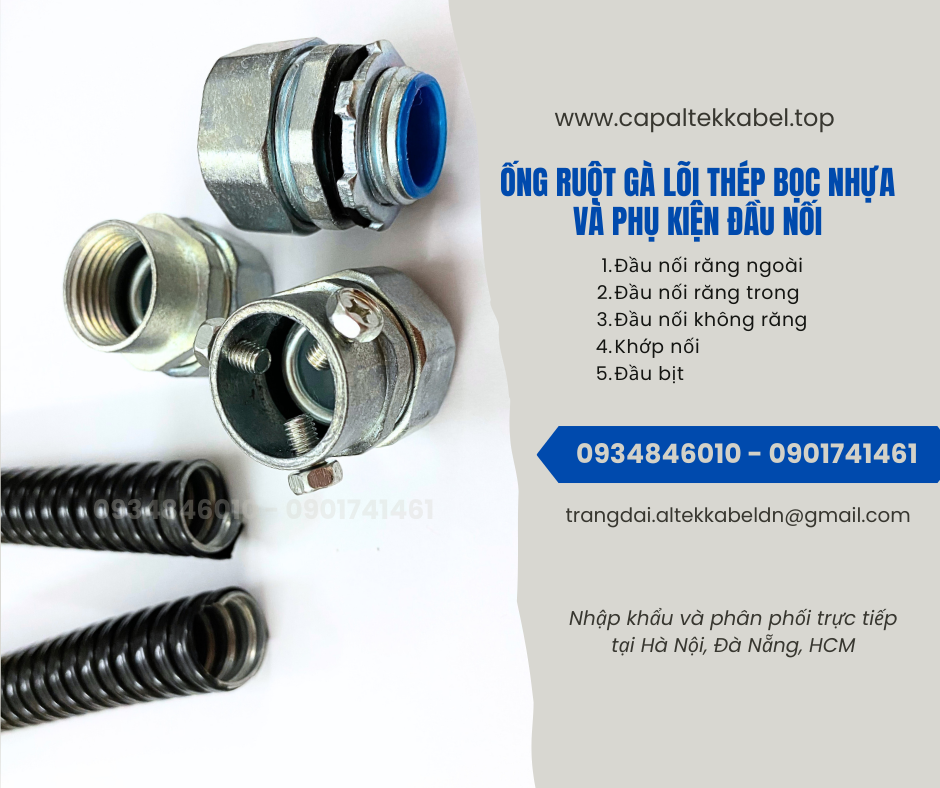 Ống ruột gà lõi thép bọc nhựa ½ (Phi 20) Hà Nội, Đà Nẵng, HCM