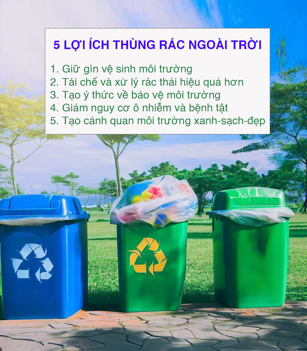 5 lợi ích của thùng đựng rác ngoài trời