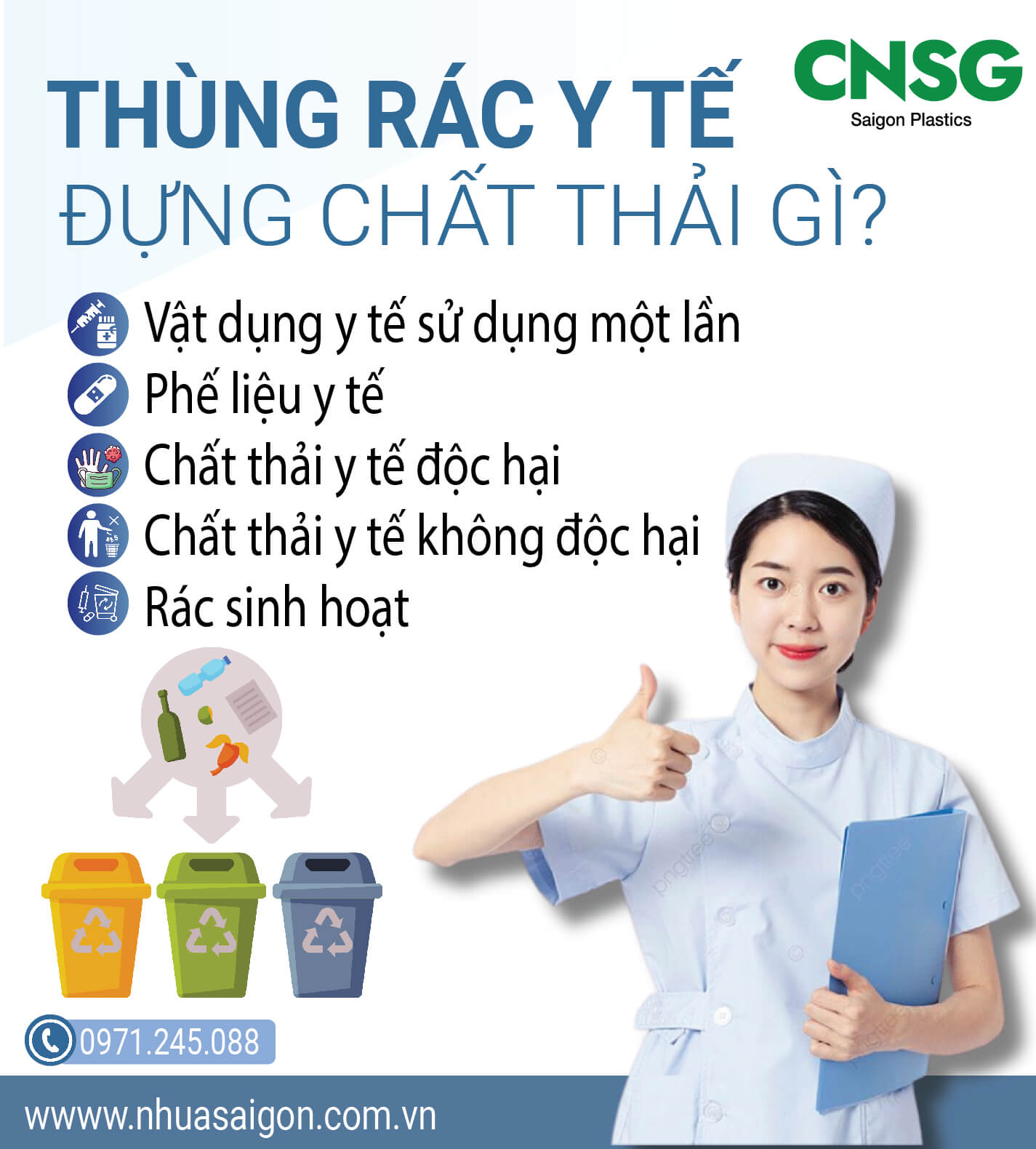 Thùng rác y tế được sử dụng để thu gom những loại rác gì?