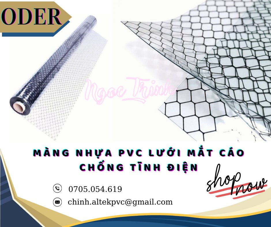 Màng nhựa pvc lưới mắt cáo chống tĩnh điện