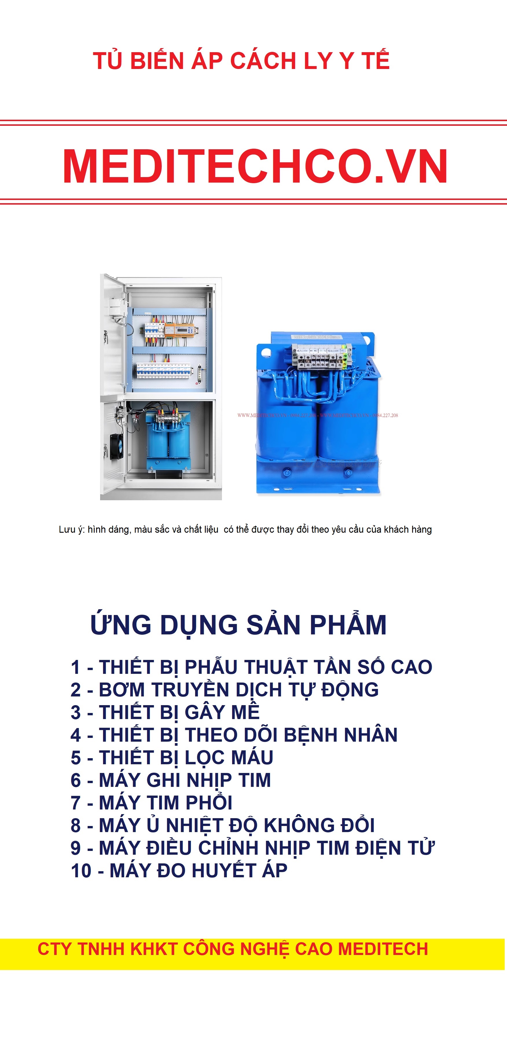 Biến Áp Cách Ly Y Tế MEDITECHCO.VN dùng trong phòng mổ