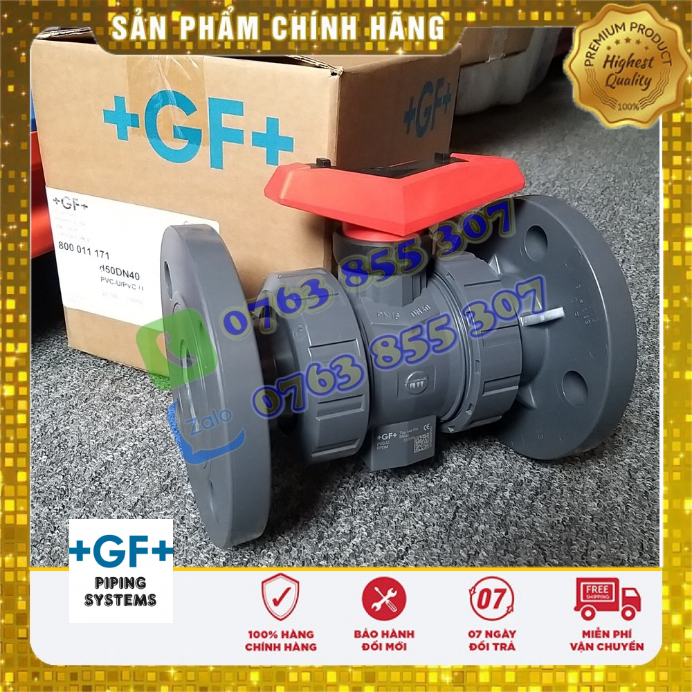 800011171 , Van bi nhựa mặt bích GF , 546 Pro PVC-U/EPDM DN40 ,