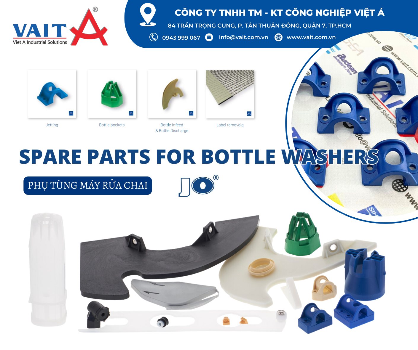 Phụ tùng máy rửa chai Jetting, Bottle pockets, Bottle Infeed & Bottle Discharge