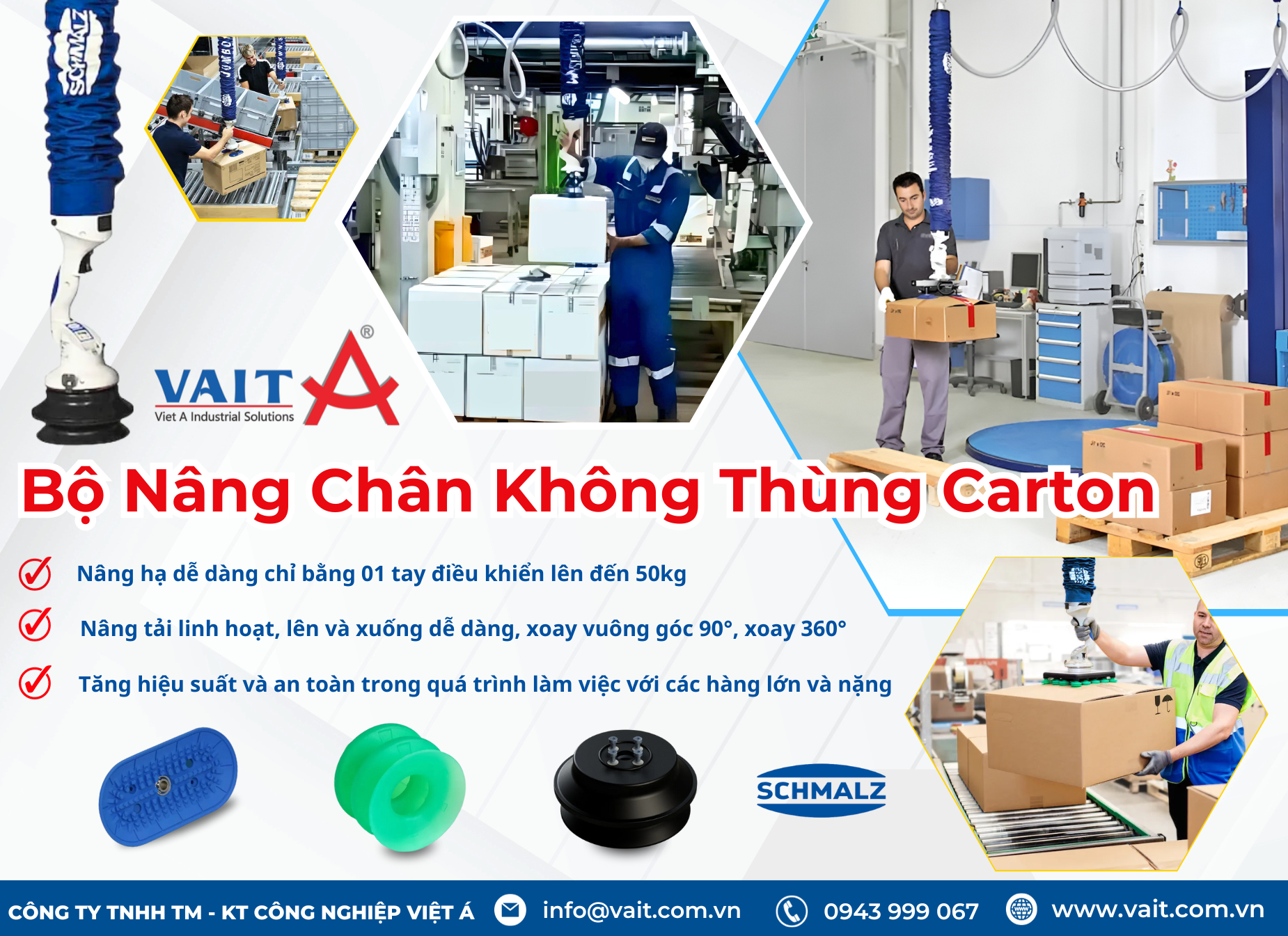 Thiết bị nâng hạ chân không thùng carton, thùng giấy