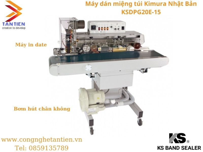 Máy Dán Miệng Túi liên tục Gắn In Date và Bơm Hút Chân Không