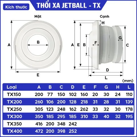 Cửa gió nhựa thổi xa-Jetball TX