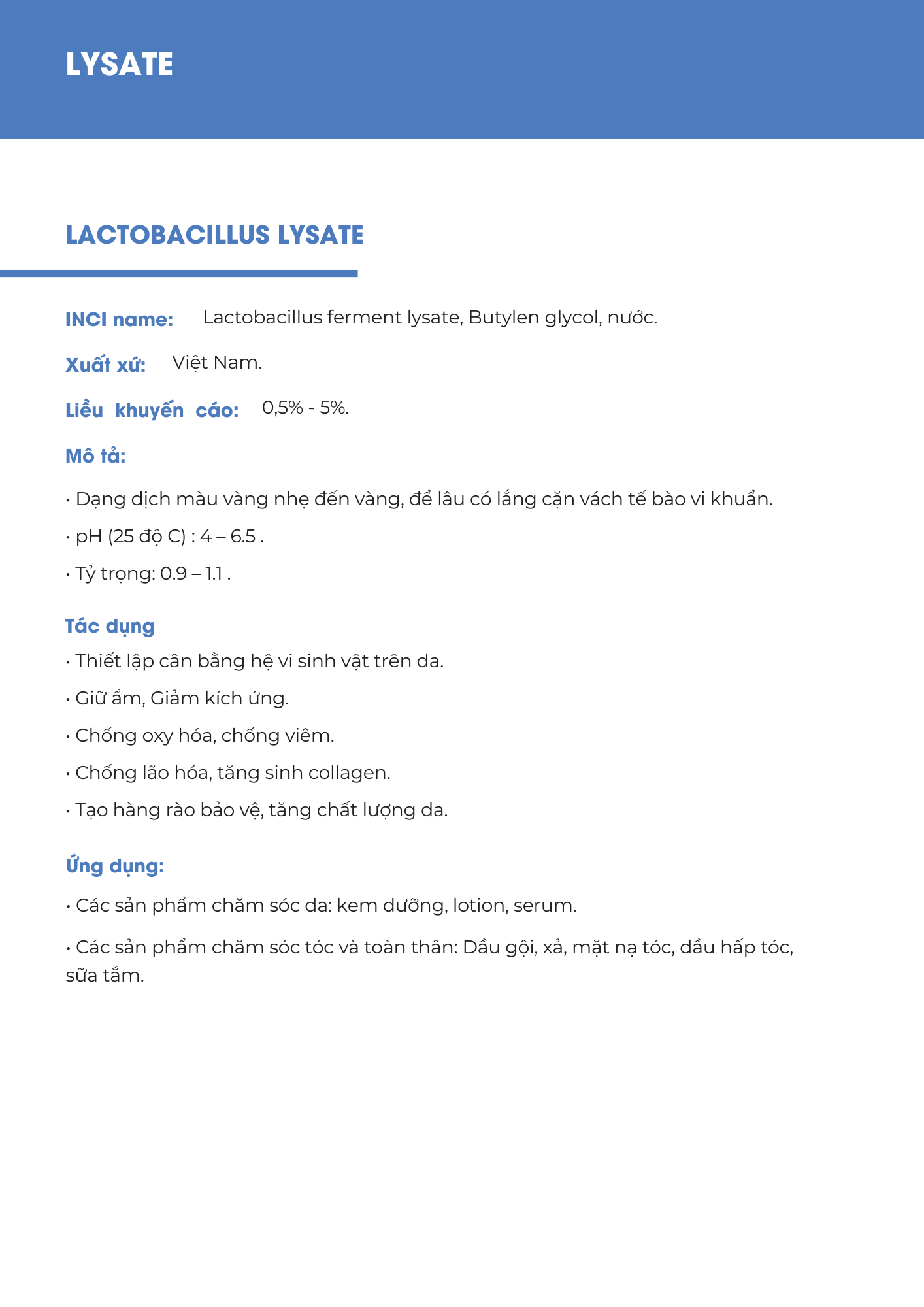 Lactobacillus lysate tăng cường miễn dịch cho da