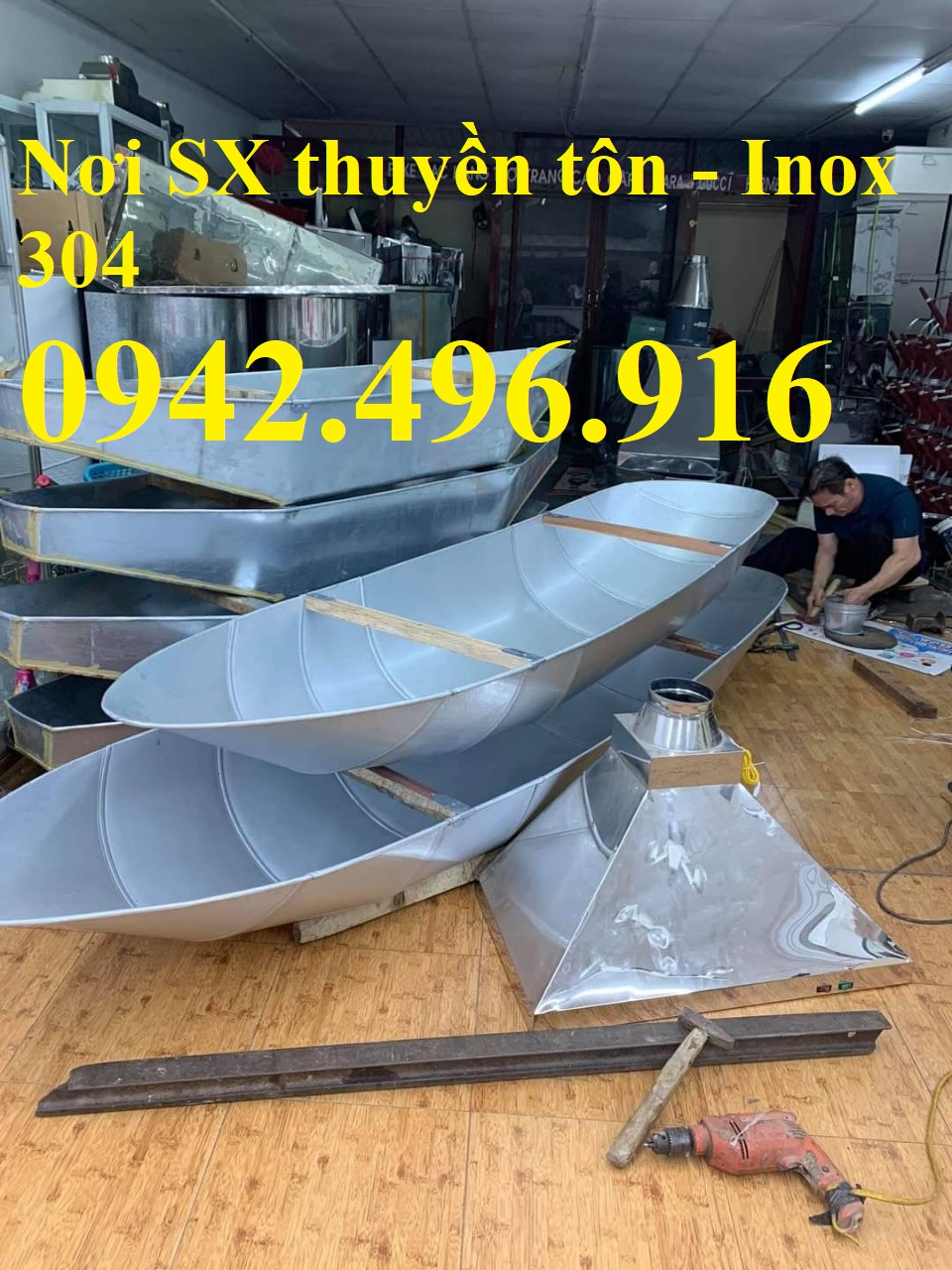 Bán thuyền tôn câu cá chở 2 người, Thuyền Inox