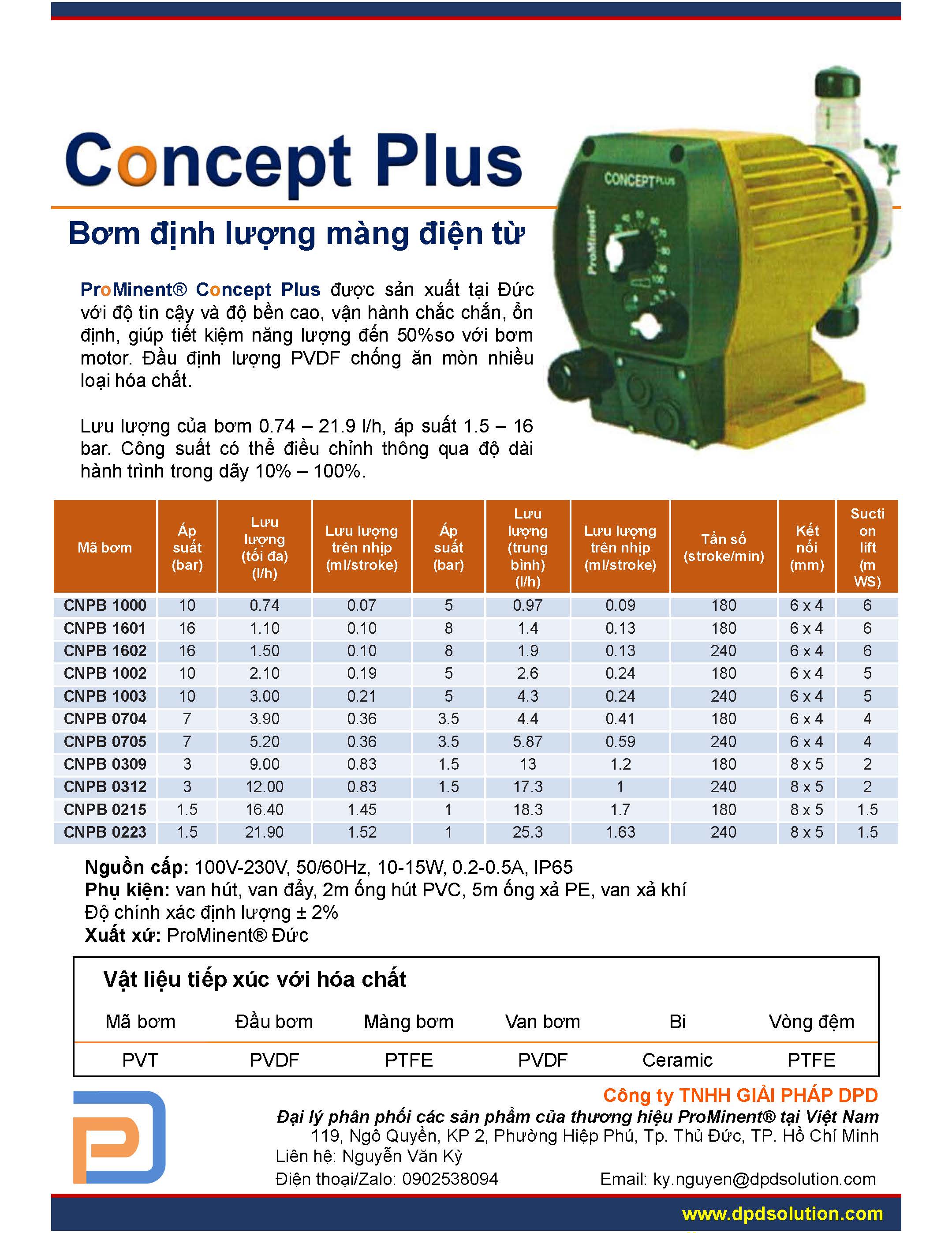 bơm đinh lượng hóa chất concept Plus của Prominent