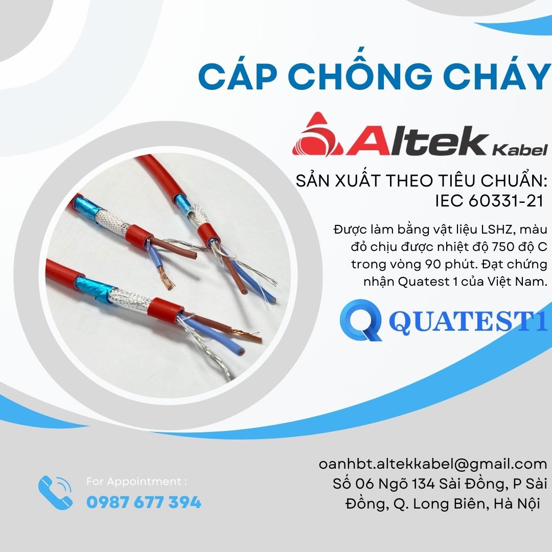 Phân phối cáp tín hiệu chống cháy 2x1.5mm