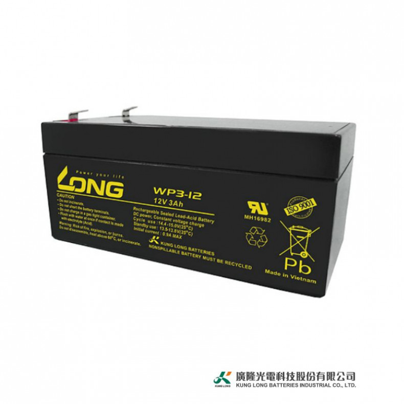 Ắc Quy Kín Khí (VRLA AGM) LONG 12V-3Ah (20HR), WP3-12, F1