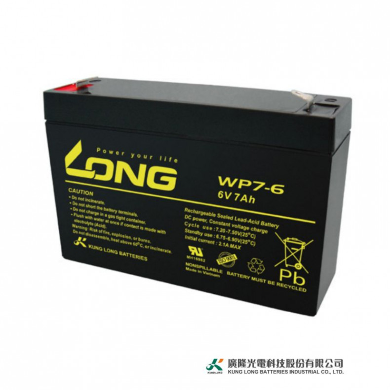 Ắc Quy Kín Khí (VRLA AGM) LONG 6V-7Ah (20HR), WP7-6, F1