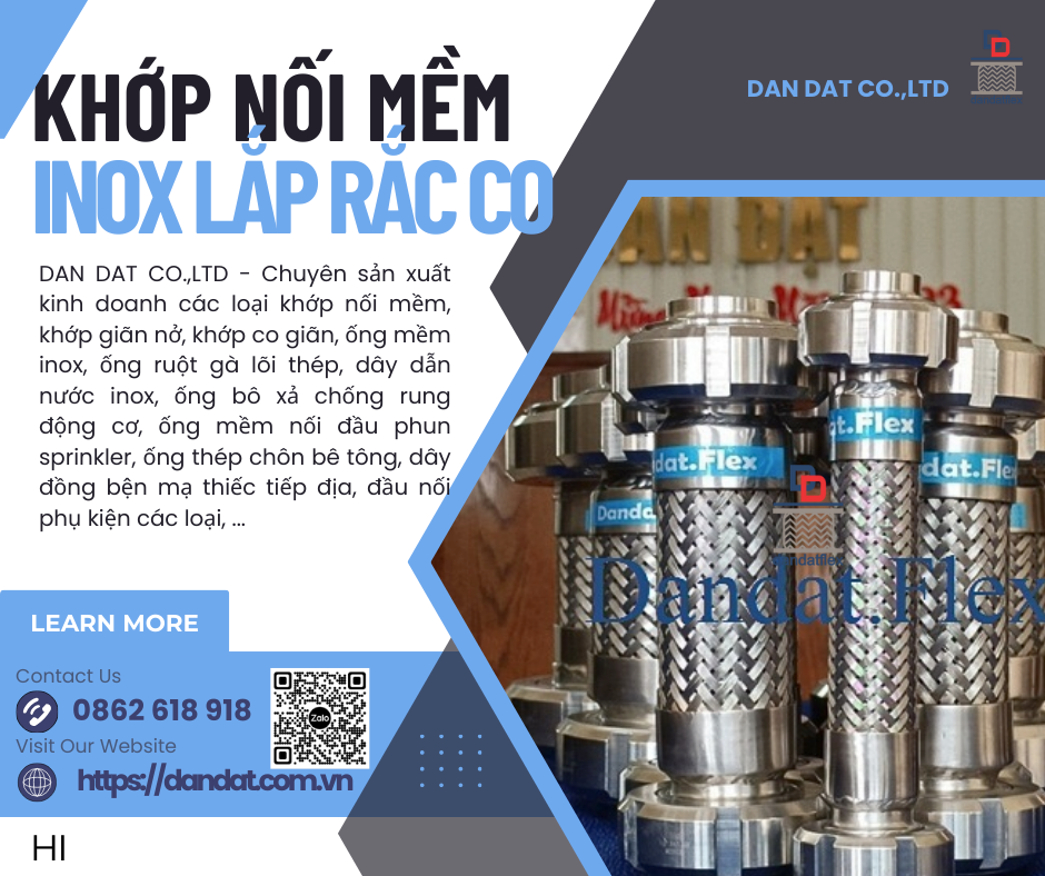 Khớp Nối Mềm Inox Lắp Rắc Co – Khớp Nối Mềm Inox Lắp Ren Giá Rẻ