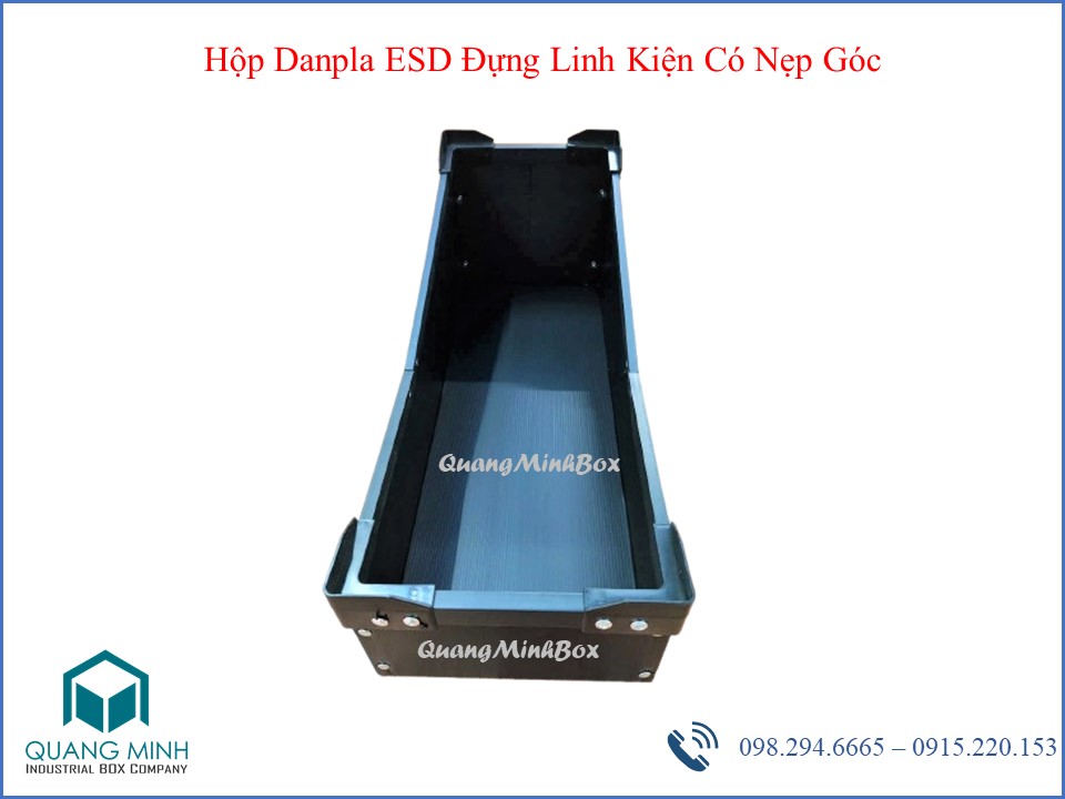 Hộp Danpla ESD Đựng Linh Kiện Có Nẹp Góc