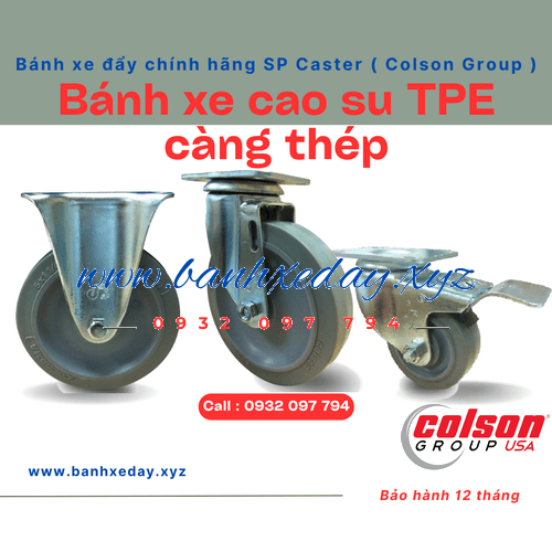 Bánh xe cao su đặc SP Caster giá rẻ phi 75x32mm, 100x32mm, 125x32mm