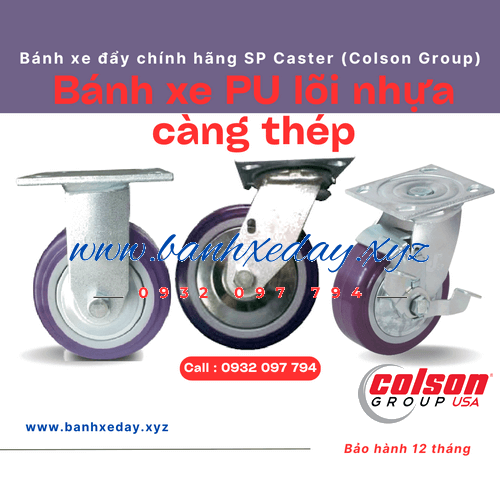 Bánh xe đẩy chống cuốn chỉ SP Caster có nắp che hai bên