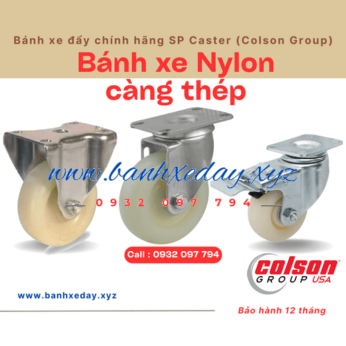 Bánh xe đẩy giá rẻ SP Caster Nylon - Pa phi 75x32, 100x32, 125x32mm