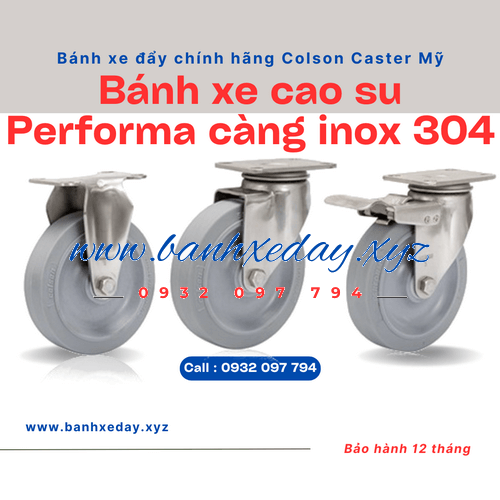 Bánh xe đẩy inox Colson Mỹ cao su phi 75x32, 100x32, 125x32mm