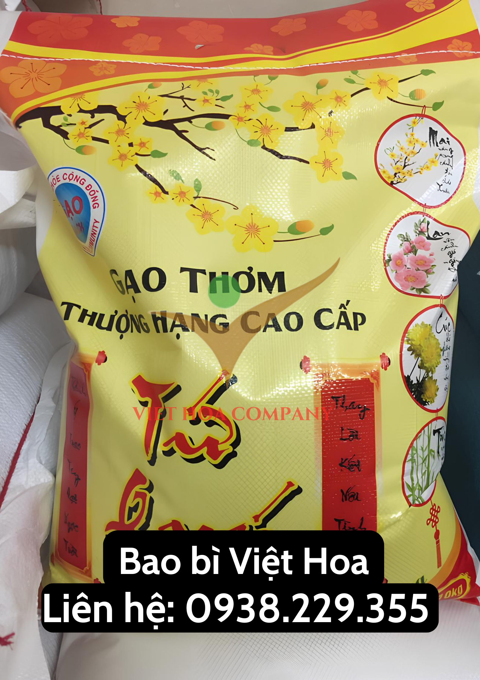 Giá bao gạo 5kg,10kg - Thiết kế bao đựng gạo Tết