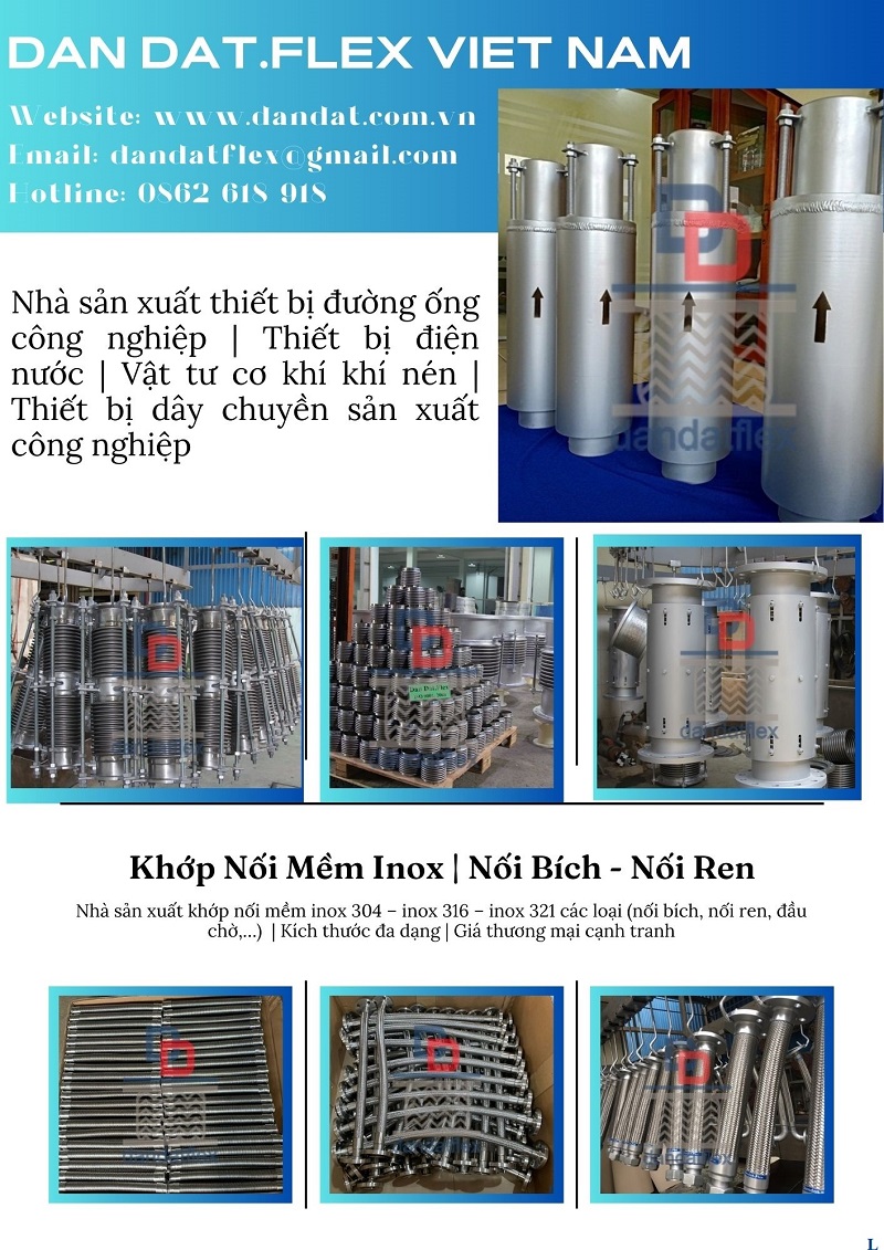 khopnoimem, Khớp nối mềm inox nối bích, Ống mềm inox nối ren