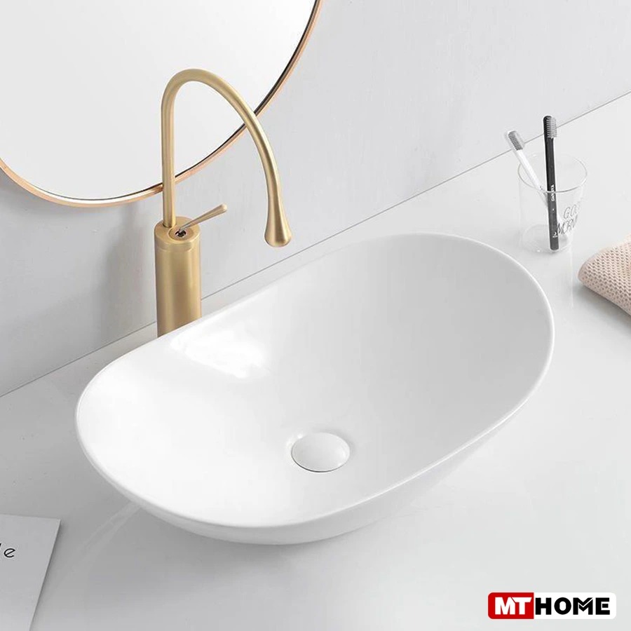 Lavabo Đặt Bàn Thuyền Trắng Sứ Ceramic LA-03T