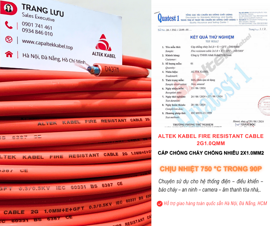 Cáp Chống Cháy Chống Nhiễu 2x1.0 Đà Nẵng, Bình Định, Huế, Lâm Đồng