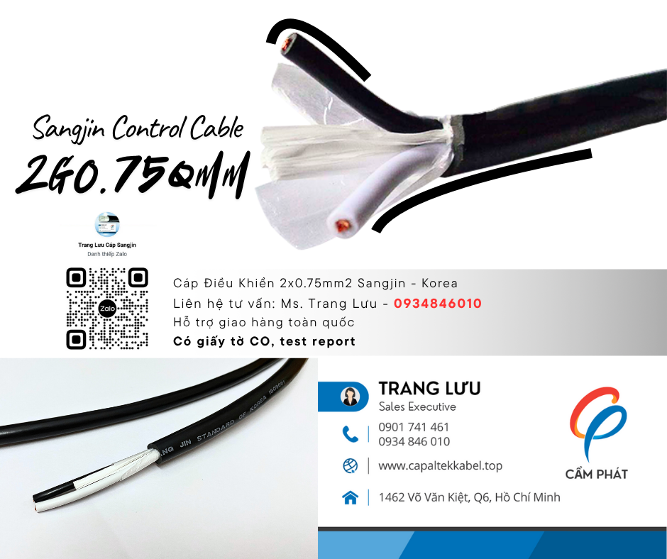 Cáp Điều Khiển 2x0.75 Sangjin Sài Gòn, Bình Dương, Đồng Nai