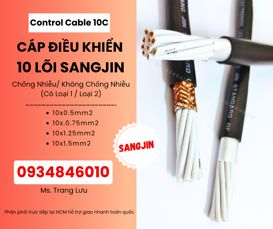 Cáp điều khiển Sangjin 10x0.5/10x0.75/10x1.25/10x1.5