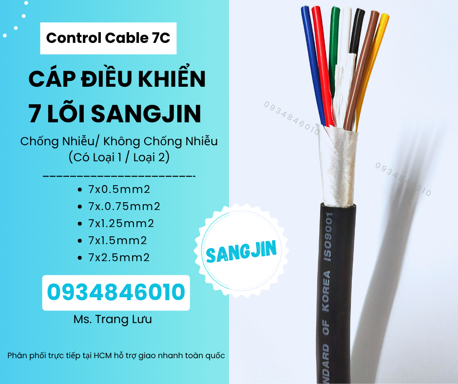 Cáp điều khiển Sangjin 7x0.5/7x0.75/7x1.25/7x1.5