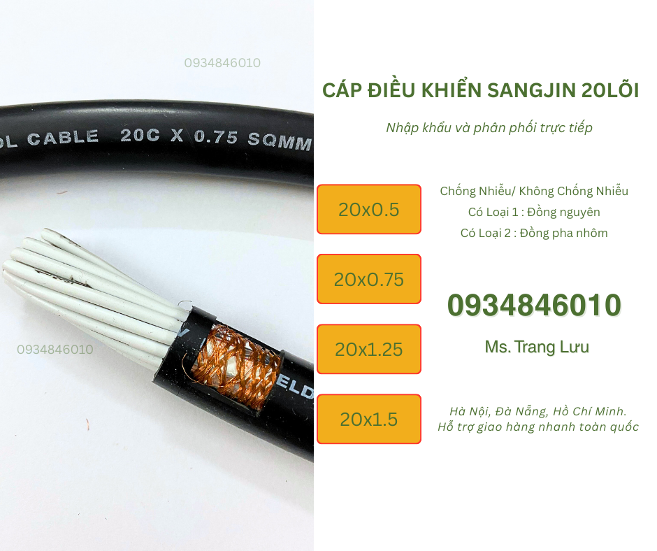 Cáp RVVP/ CXV 20x0.5/20x0.75/20x1.25/20x1.5 Hà Nội, Đà Nẵng, HCM