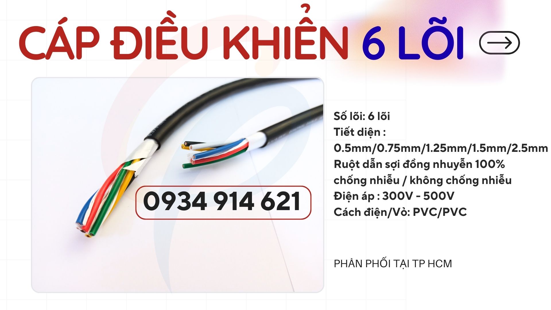 Cáp điều khiển Sangjin 6 lõi 6x0.5/6x0.75/6x1.25/6x1.5 TPHCM