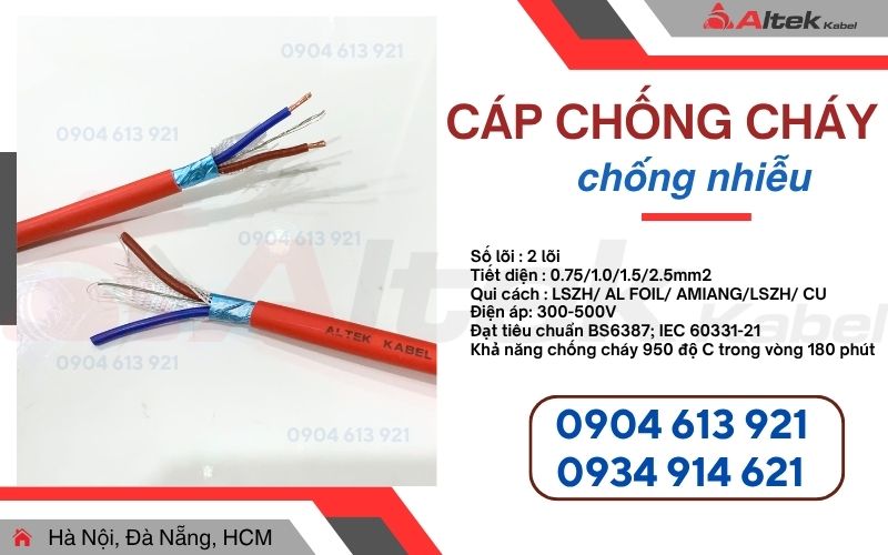 Dây tín hiệu báo cháy chống cháy chống nhiễu 2x1.5 Altek Kabel
