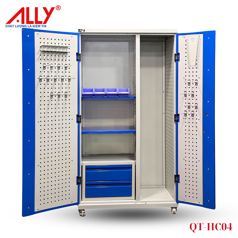 Tủ treo đồ nghề 2 cánh ally qt-hc04 – giải pháp lưu trữ chuyên nghiệp cho nhà xưởng hiện đại