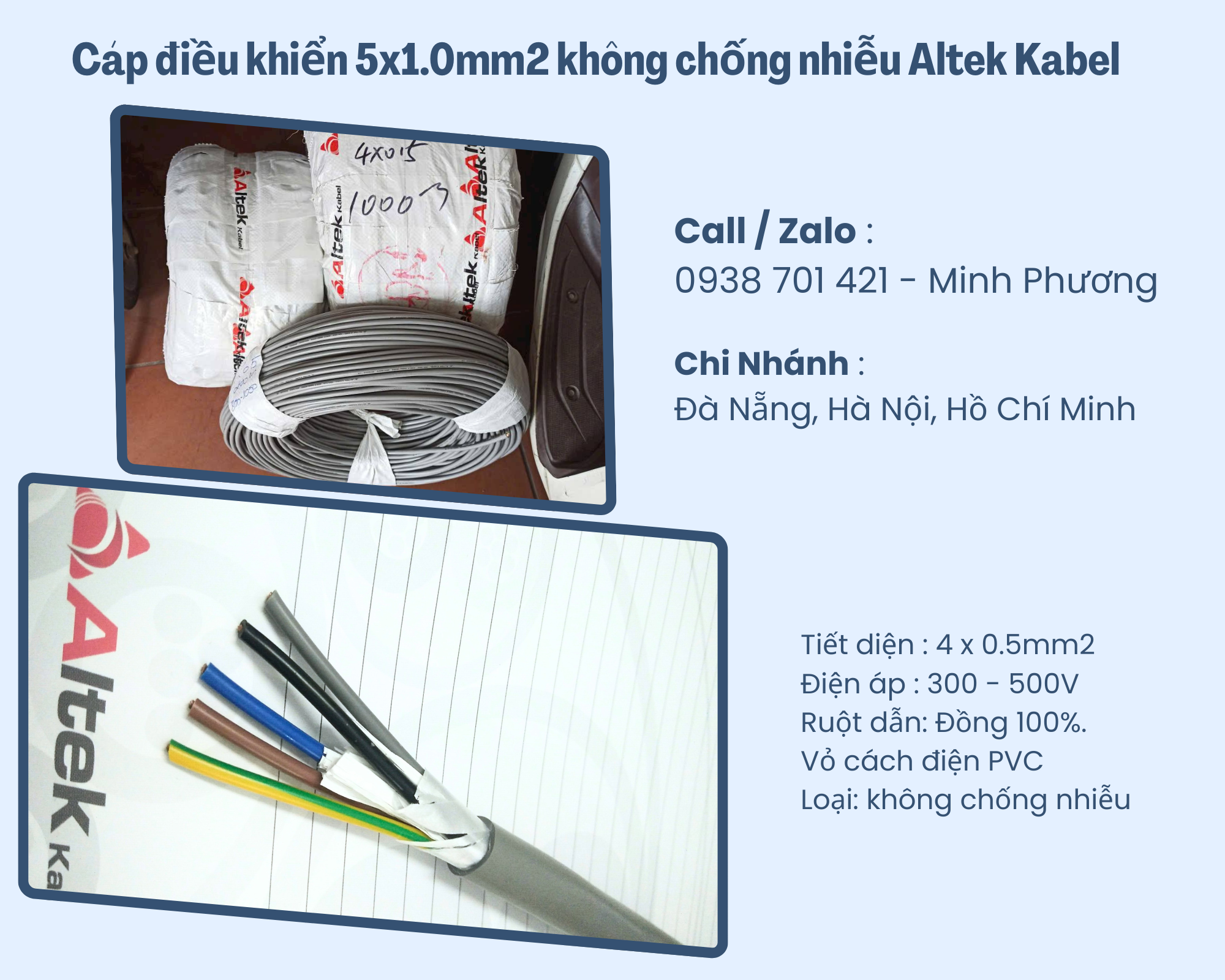 Cáp điều khiển có lưới chống nhiễu SH-500 6x0.5mm2 Altek Kabel Hà Nội, Huế, Quy Nhơn