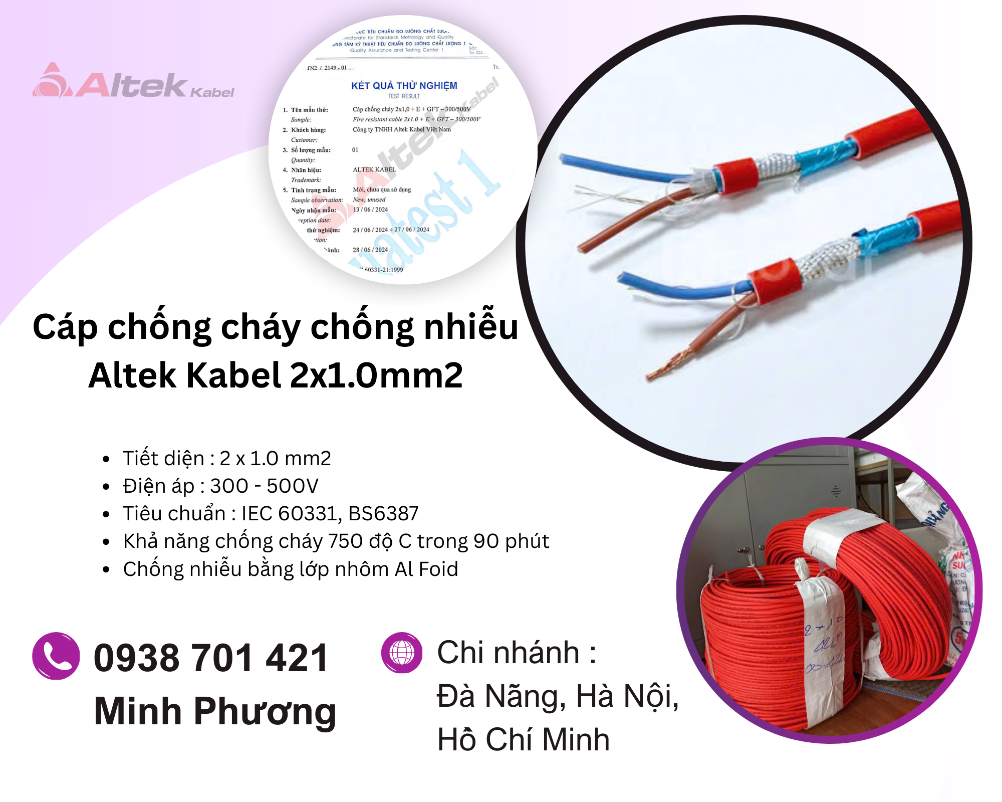 Cáp chống cháy chống nhiễu Altek Kabel 2x1.0mm2 chính hãng Đà Nẵng, Huế, Gia Lai
