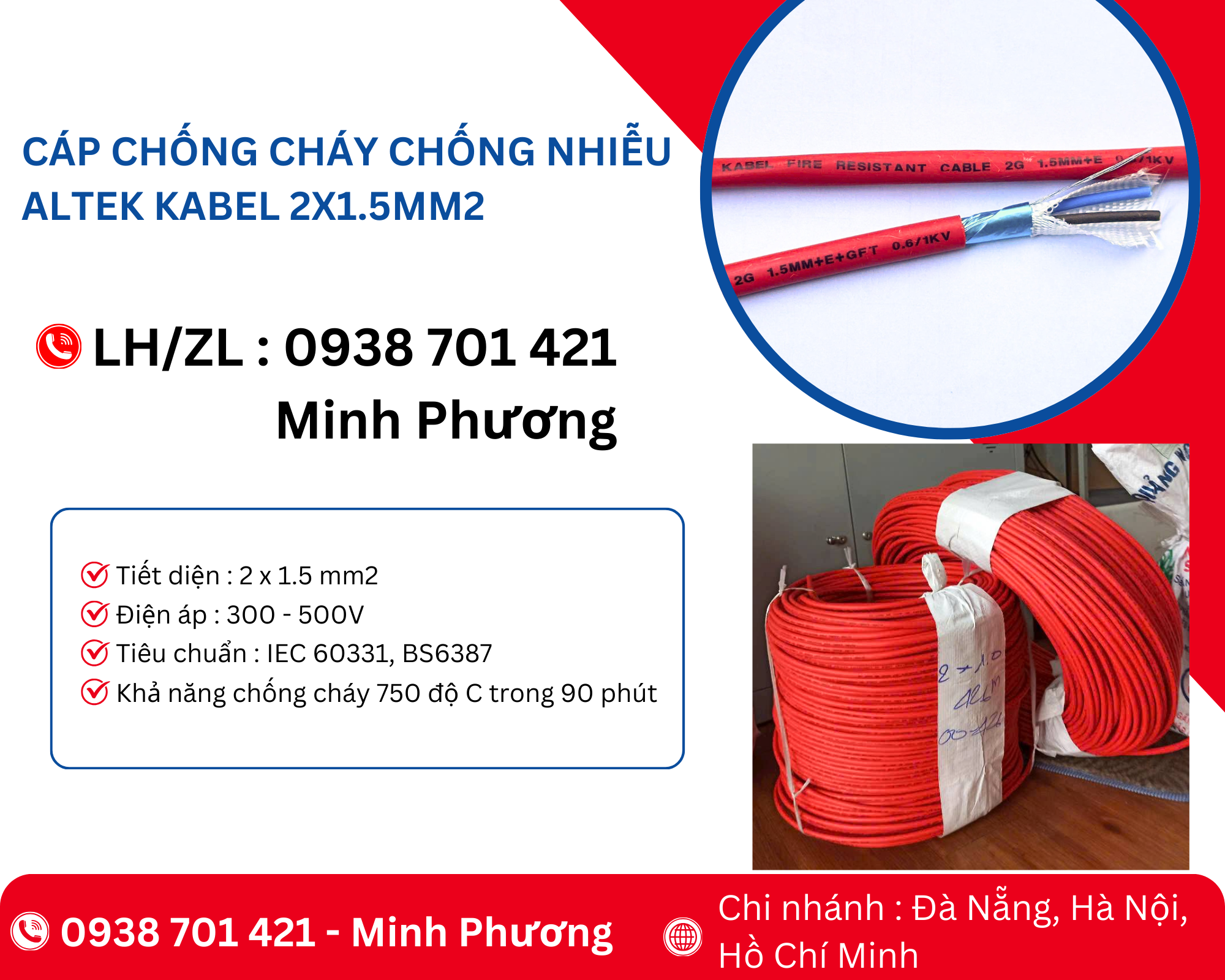 Cáp chống cháy chống nhiễu Altek Kabel 2x1.5mm2 Đà Nẵng, Phú Yên, Bình Định